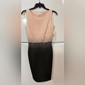 Calvin Klein Black and Cream Midi Dress